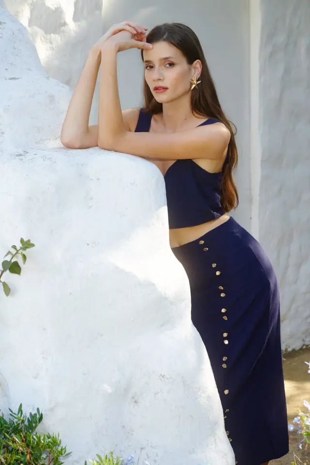 Midi Φούστα με Διακοσμητικά Κουμπιά BERNADA SKIRT - XS