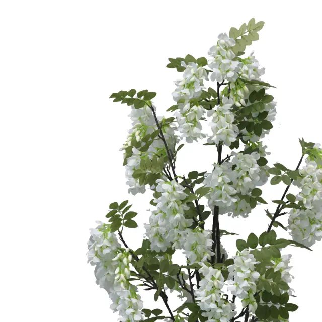 Διακοσμητικό φυτό Bean flowers σε γλάστρα Inart λευκό pp Υ125εκ 2