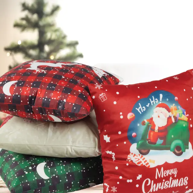 Διακοσμητικό Μαξιλάρι 45x45 Με Γέμιση Xmas Das Home 0852 Red 100% Πολυέστερ 2
