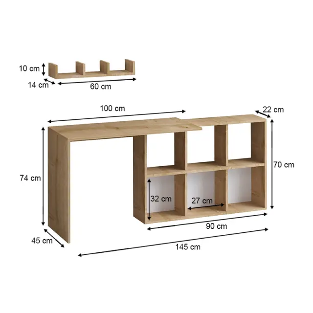 Γραφείο εργασίας Blake Megapap χρώμα φυσικό οξιάς 145x45x74εκ. 2