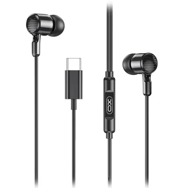Ενσύρματα in-ear μεταλλικά ακουστικά με μικρόφωνο και βύσμα USB-C, σε μαύρο χρώμα