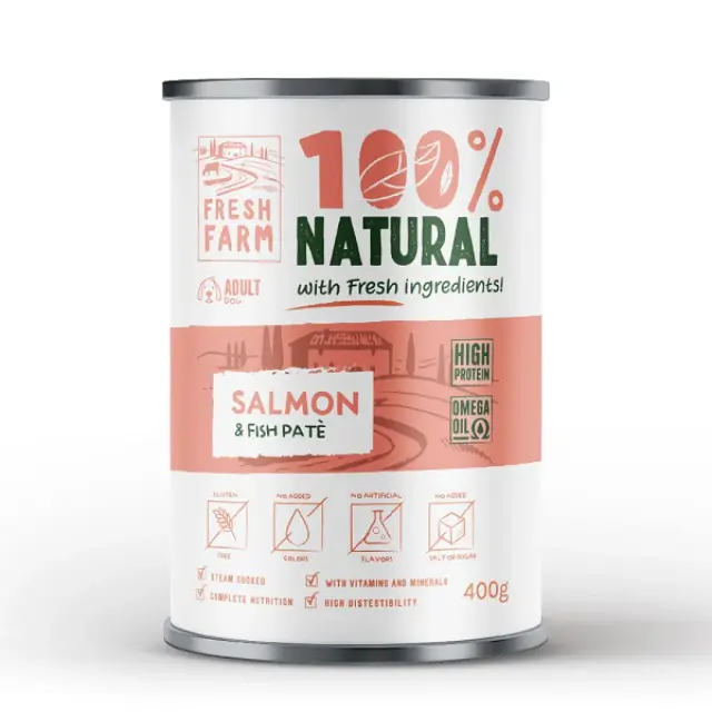 Fresh Farm 100% Natural Dog Adult Πατέ Σολομός 400gr Μονόχρωμο