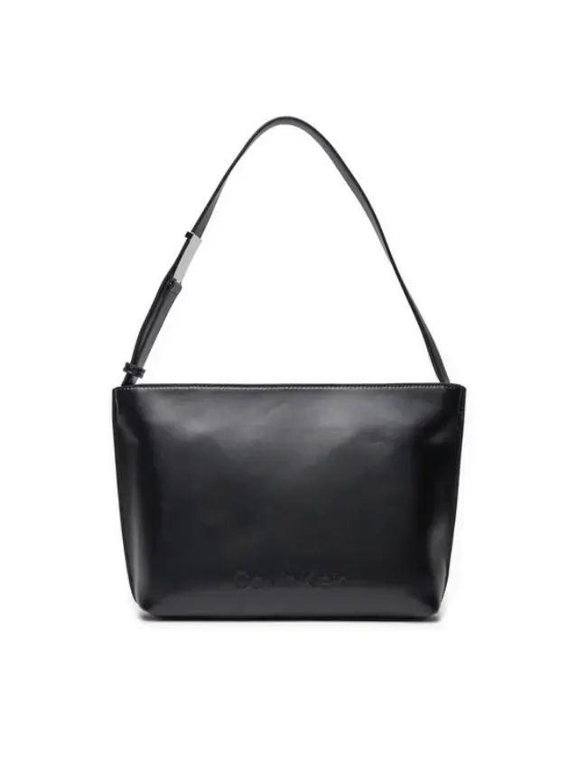 Calvin Klein - Γυναικεία Τσάντα Ck Embossed Logo Medium Tote K60K612570-BEH Μαύρη