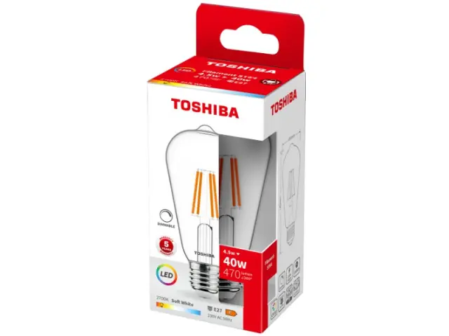 Toshiba LED Filament ST64 E27 4.5W 2700K Dimmable (DELS-STW44P567DF11)
