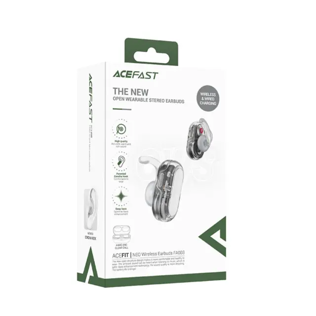 Wireless Earphones Hands Free Acefast FA003 TWS v5.3 550mAh 8hr Λειτουργίας 4-Mic ENC Τεχνολογία IPX4 και Ασύρματη Φόρτιση Λευκά 2