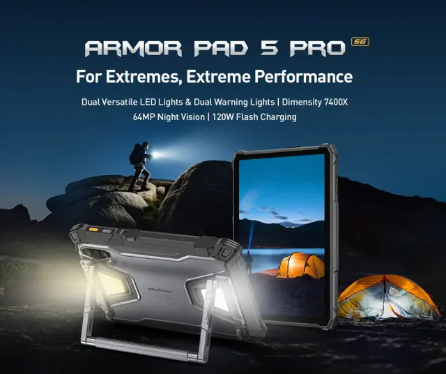 ULEFONE tablet Armor Pad 5 Pro, 11", 12GB/512GB, 24200mAh, IP68/IP69K/MIL-STD-810H, 5G, μαύρο 2