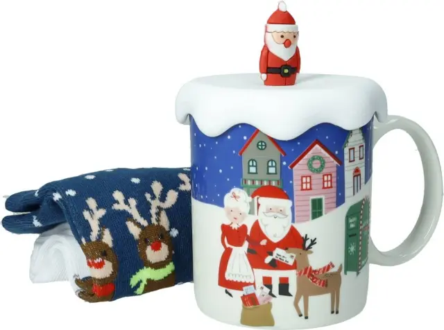 Santa Porcelain Mug & Socks Set Σετ Κούπα Πορσελάνη & Κάλτσες