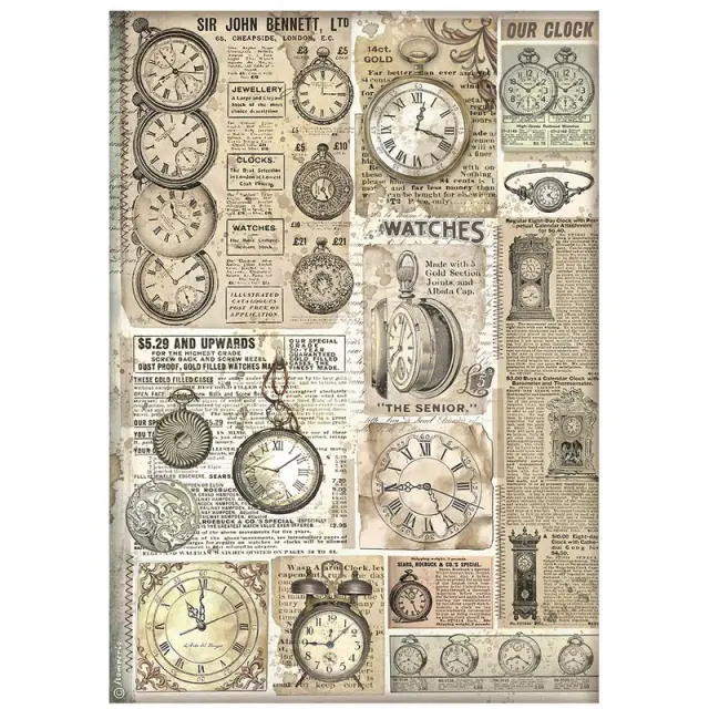 Ριζόχαρτο ντεκουπάζ Stamperia 21x29cm A4, Brocante Antiques, Clocks