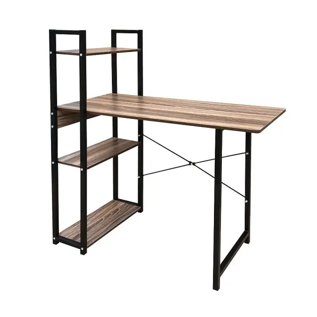Γραφείο Η/Υ Μαύρο/Καρυδί Μέταλλο/MDF 90x40x73/110cm