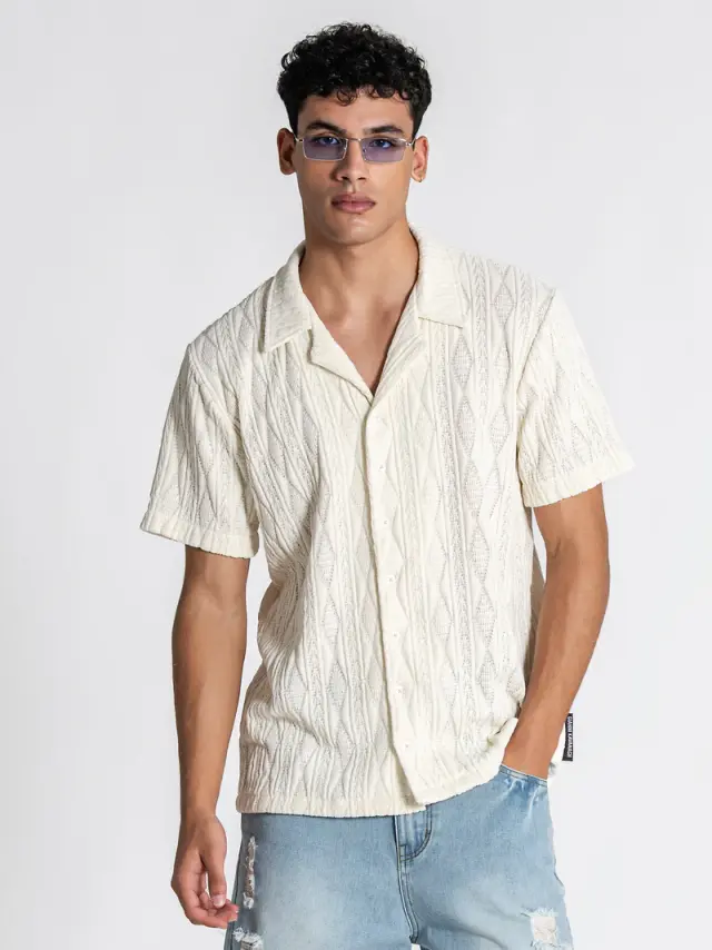 Gianni Kavanagh Ανδρικό DIAMOND Πουκάμισο - Off-White - L