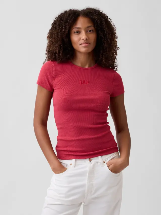 Γυναικεία Μπλούζα Modern Rib με Λογότυπο Gap chakra red