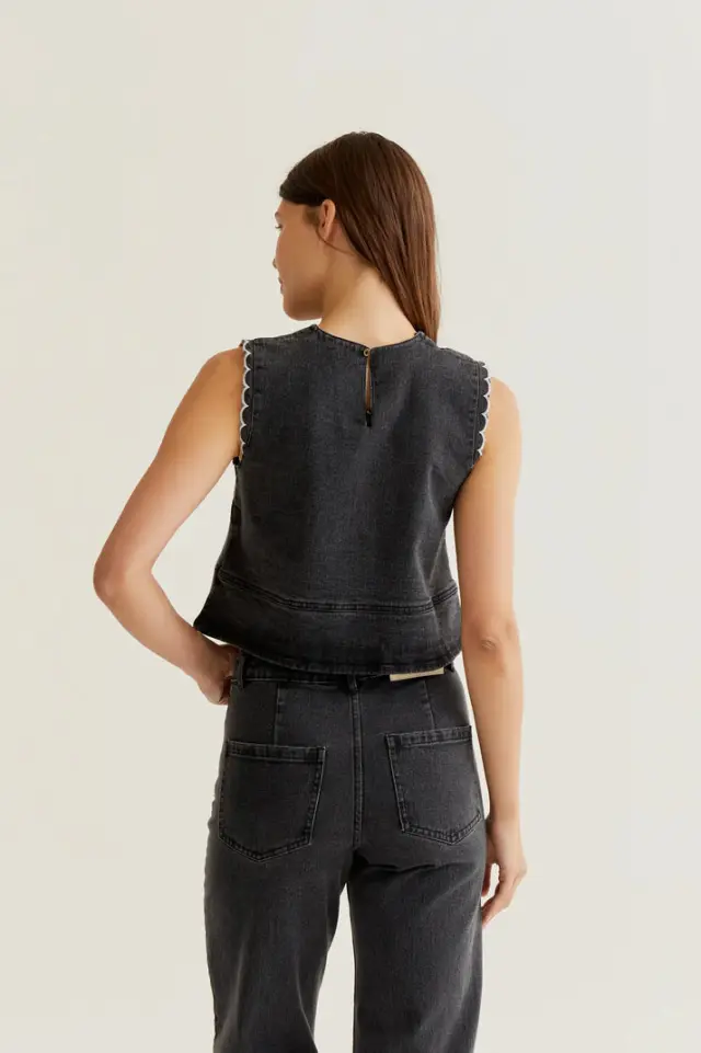 COMPANIA FANTASTICA DENIM TOP (61C/47011 BLACK) - M 3