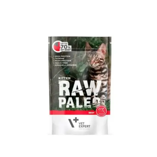 Υγρή Τροφή Vet Expert Raw Paleo Kitten Grain Free with Beef - 100gr