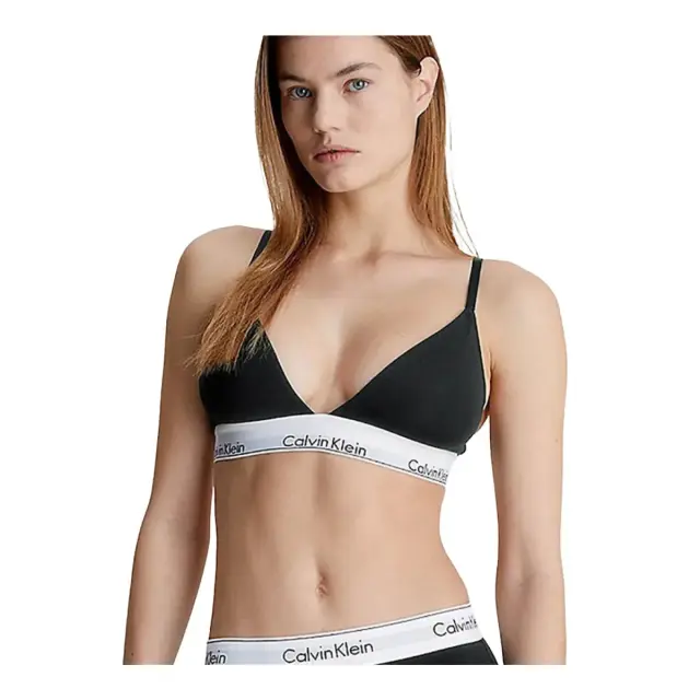 Calvin Klein Γυναικείο Μπουστάκι Lght Lined Triangle Modern Cotton, Χρώμα Μαύρο - L