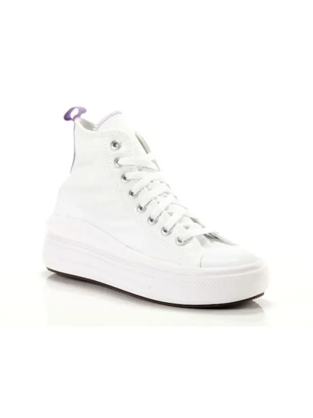 Converse Girl's Chuck Taylor All Star Move Platform HI Canvas Άσπρο - Μωβ A03667C (Converse) 3