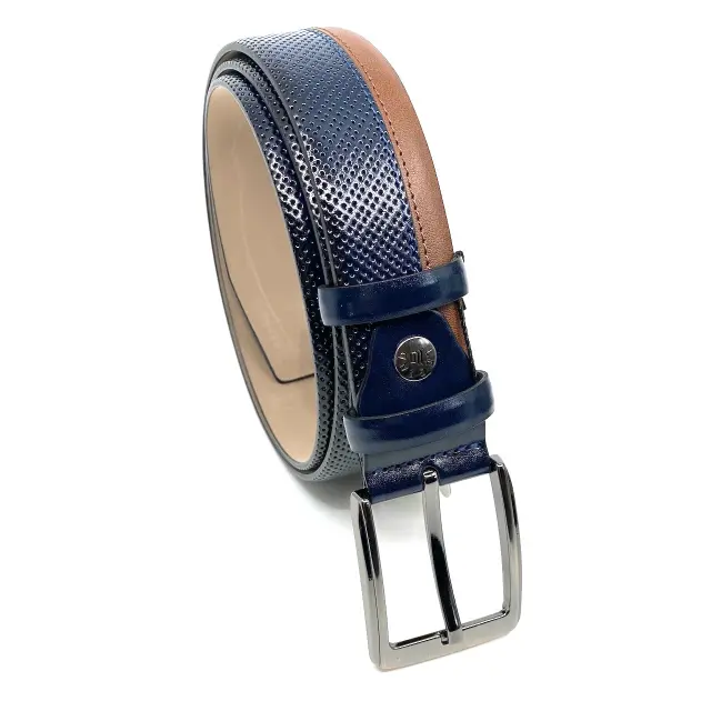 Μπλε με Ταμπά Ζώνη P.U. Leather 3,5 cm - 105cm 2