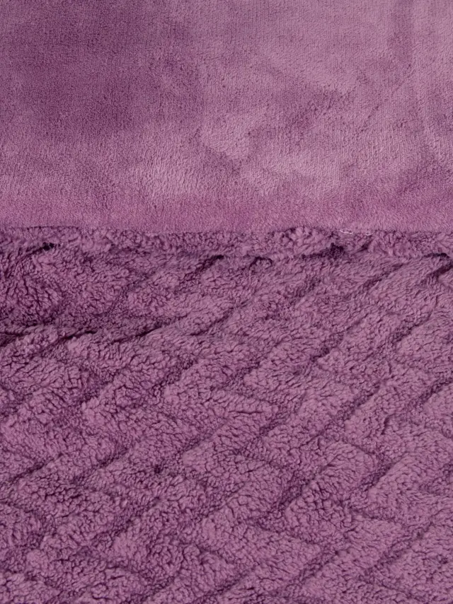 Κουβερτοπάπλωμα 240x260 King Size 730gsm Flannel Fleece Nima Muffle Mauve 100% Πολυέστερ 2