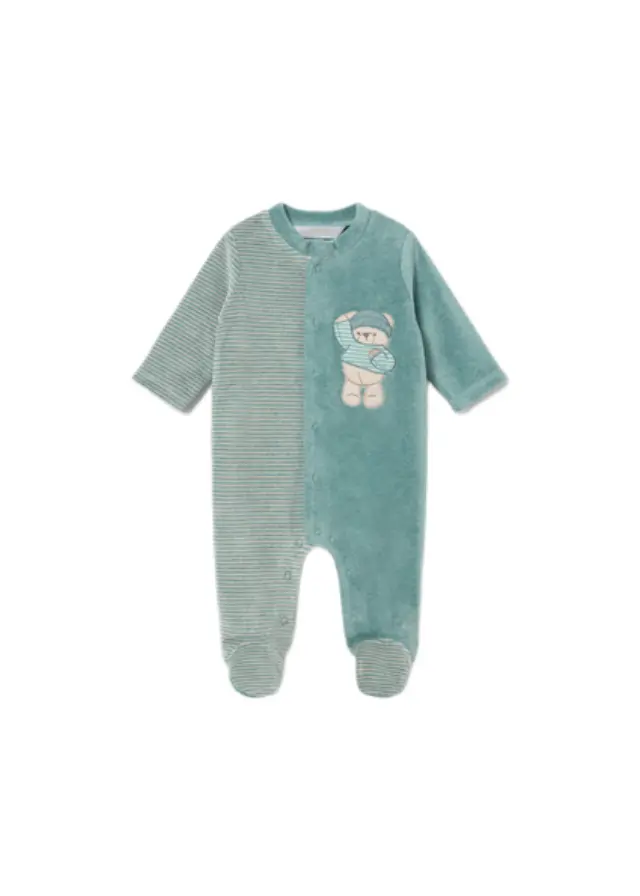 Mayoral Newborn βρεφικό πιτζαμάκι βελουτέ για αγοράκι 16-02765-2 - 1-2