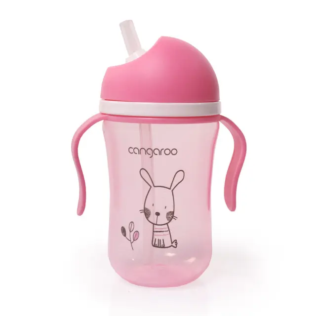 Cangaroo Εκπαιδευτικό Ποτηράκι με Καλαμάκι 300 ml Bunny Pink 3800146263423
