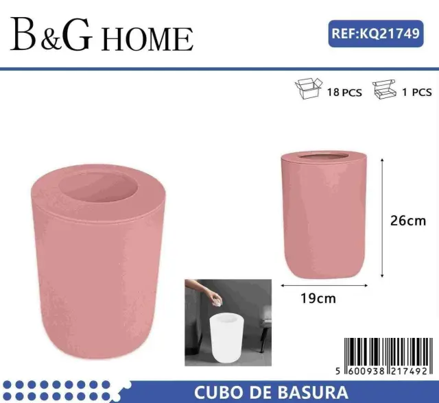 Κάδος απορριμμάτων μπάνιου πλαστικός - Pink - 21749 2