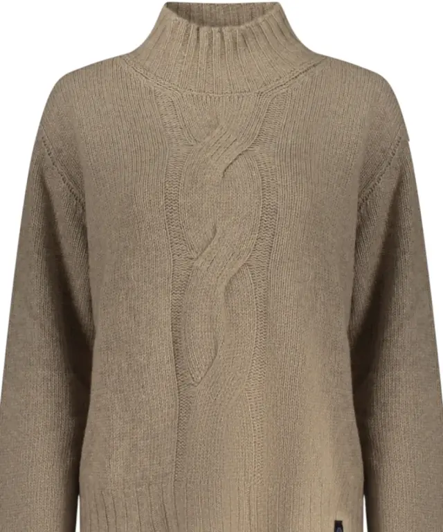 North Sails - Γυναικείο Πουλόβερ Mock-neck with maxi cable 095526-000-0335 Καφέ 3