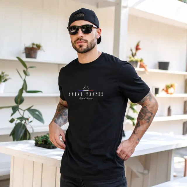 T-shirt Noshame® Μαύρο με τύπωμα Saint Tropez - 122569 - XXL