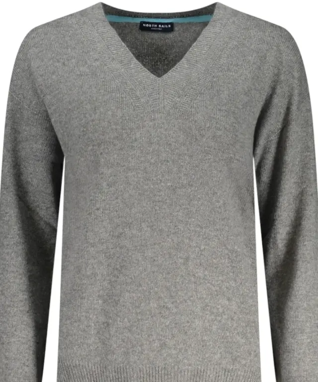 North Sails - Γυναικείο Πουλόβερ V-Neck Saddle Shoulder 095511-000-0926 Γκρι 3