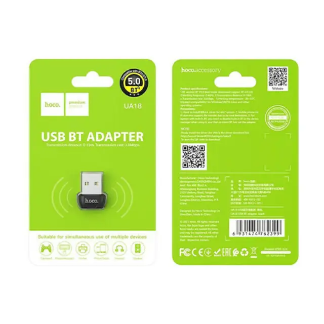 Αντάπτορας Wireless Hoco UA18 USB Bluetooth 5.0 Μαύρο 3