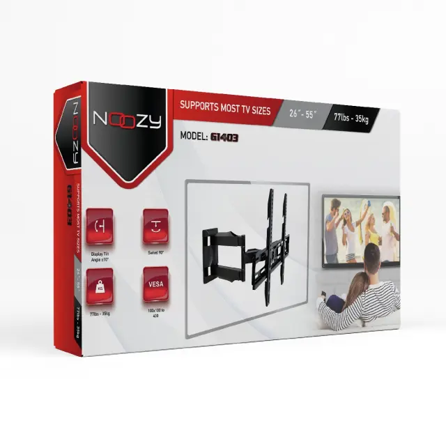 Βάση Στήριξης Noozy G1403 για Τηλεοράσεις 26'' - 55'' VESA από 100x100mm έως 400x400mm. Μέγιστη αντοχή βάρους 35kg 2