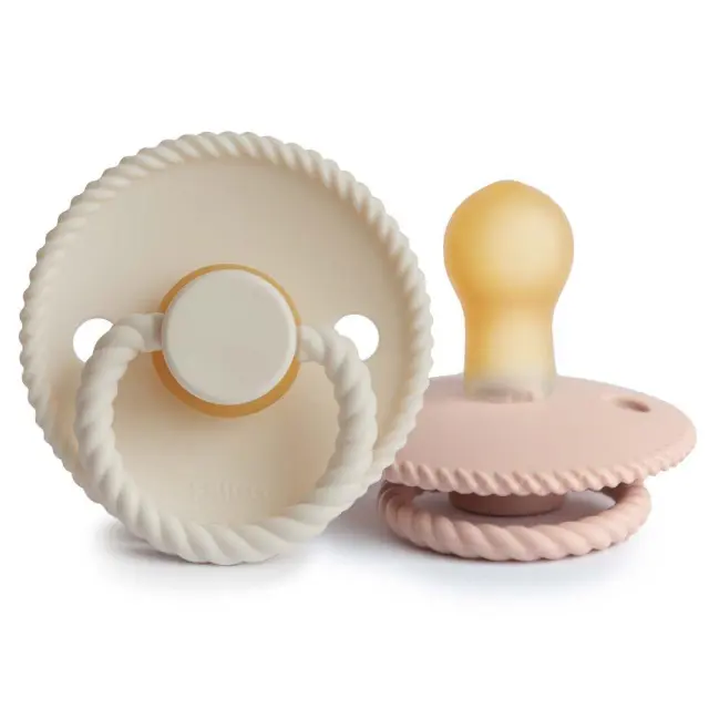 Σετ 2 Πιπίλες Latex FRIGG Rope Blush/Cream 0-6 Μηνών Baby Oliver