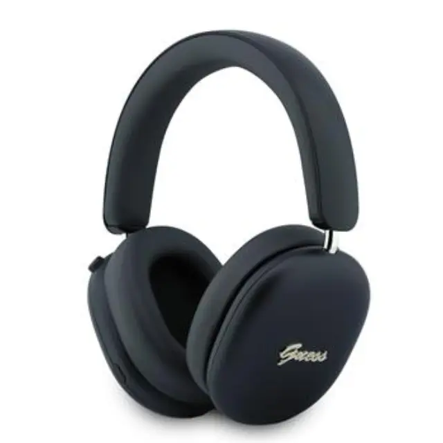 Guess Metallic Finish Gold Script Logo ENC Wireless Headphone Black