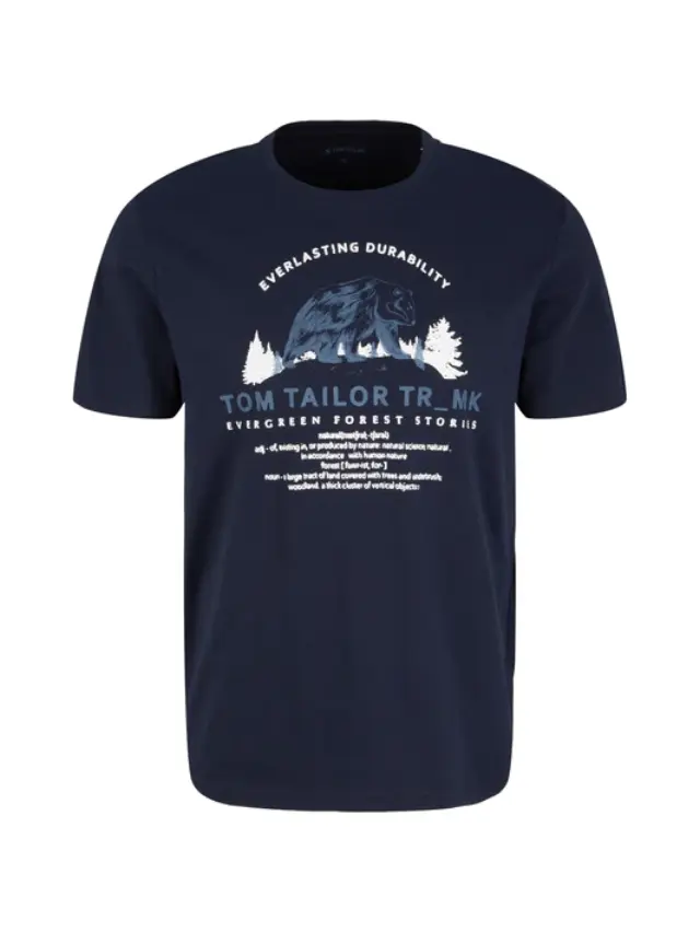 TOM TAILOR PRINTED T-SHIRT ΑΝΔΡΙΚΟ NAVY BLUE