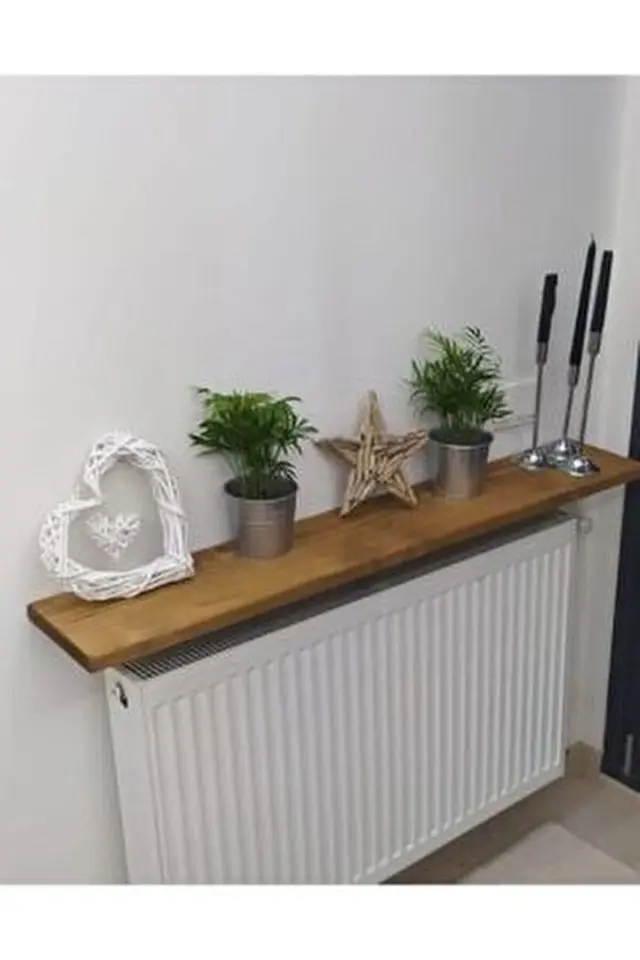 Stewehome Ράφι τοίχου από ξύλο με κρυφή στήριξη Καφέ