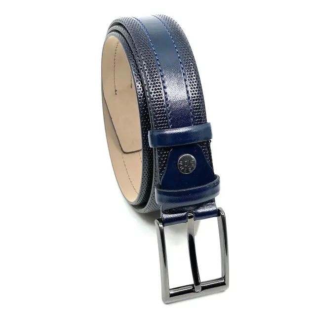 Μπλε Ζώνη P.U. Leather με Γαζί 3,5 cm 2