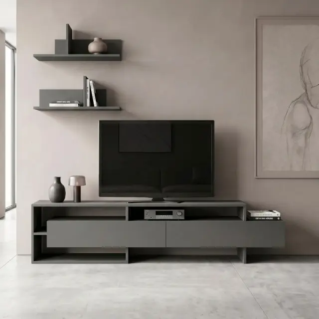 Έπιπλο τηλεόρασης Gara Megapap χρώμα ανθρακί 180x29,8x42εκ.