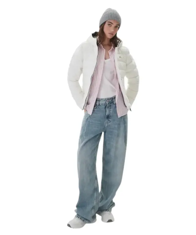 Tommy Hilfiger - Γυναικείο Μπουφάν Πουπουλένιο Slim Down Prnt Hood Regular Fit DW0DW21617-YBL Λευκό 2