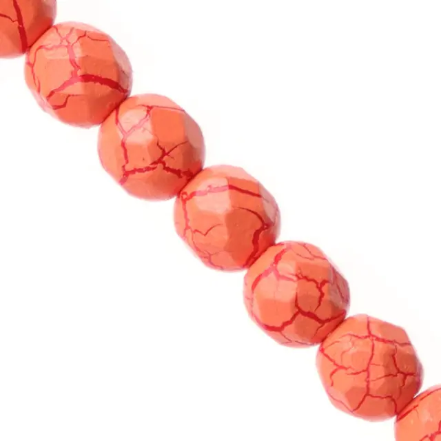 Χάντρα Fire Polished Round Ø6mm Ionic Orange/Dark Red ~25τεμ