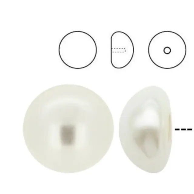 Swarovski 5817 Καμπουσόν Half Drilled Pearl White Ø10mm - 10τεμ