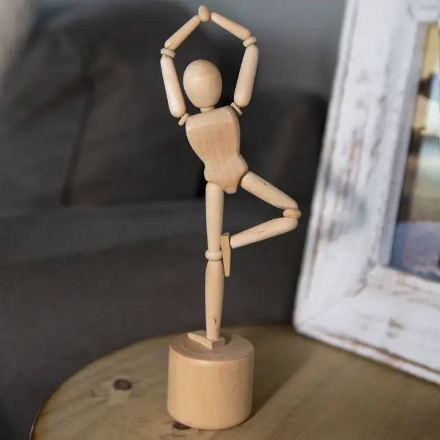 Ξύλινο κουκλάκι Kikkerland Yogi Push Puppet-birchwood- GG193-4,8 x 4,8 x21 cm 2