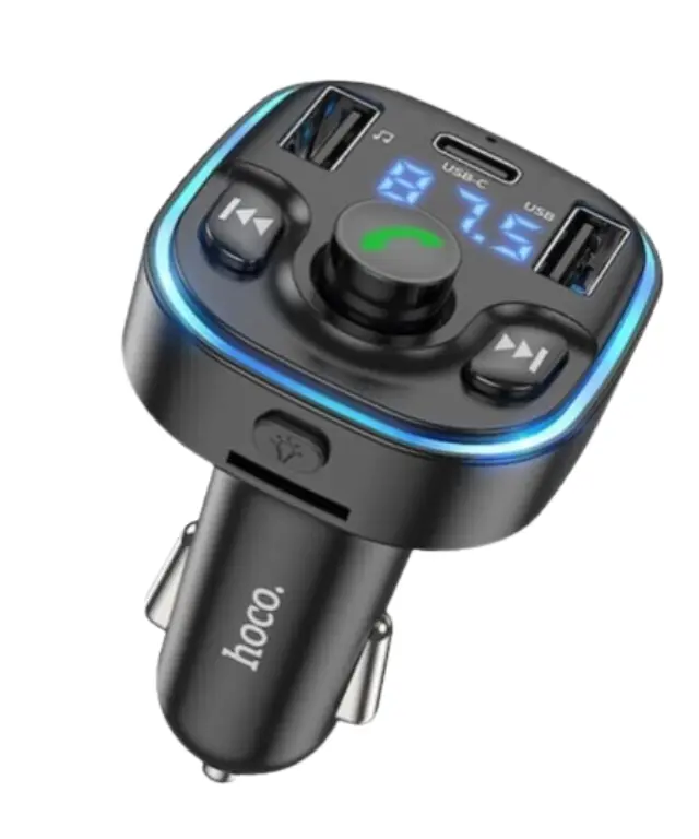 Hoco FM Transmitter Αυτοκινήτου με δυνατότητα σύνδεσης Bluetooth και USB Μαύρο DE5