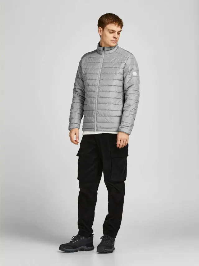 JJEACE SPRING PUFFER COLLAR SN Light Grey Melange 2