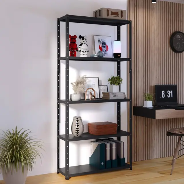 HOME USE μεταλλική ραφιέρα HUH-0200 με 4 ράφια, 75x30x150cm, μαύρη 2
