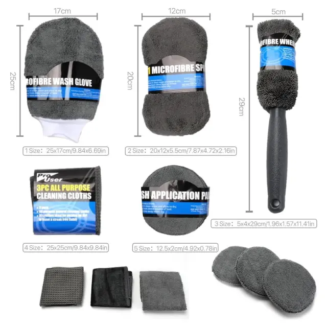 Σετ Καθαρισμού Αυτοκινήτου Microfiber 9τμχ - Pro User Car Cleaning Kit 073014 2