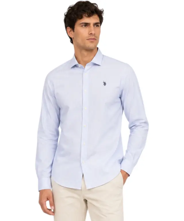 U.S. Polo Assn. - Ανδρικό Πουκάμισο Μακρυμάνικο 64040-53301-703 Γαλάζιο - 2XL