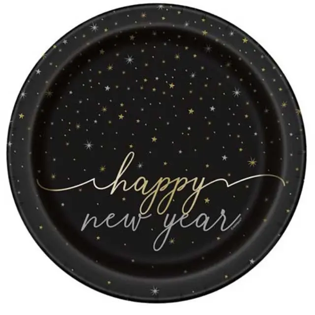 Πιάτα Χάρτινα 23 εκ Happy New Year / 8 τεμ.