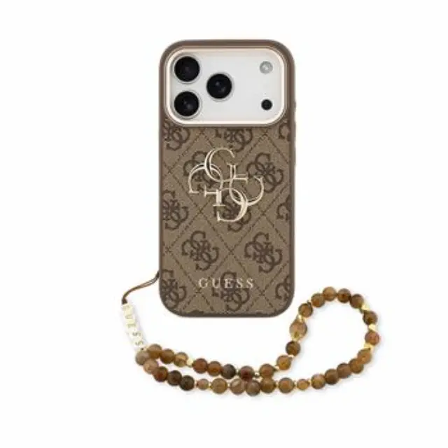 Guess PU 4G Metal Logo Strap Case for iPhone 18 Pro Brown