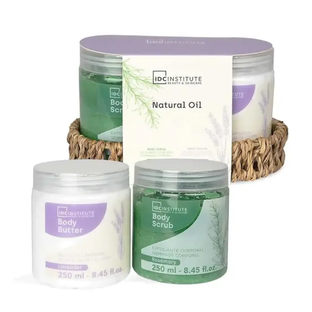 IDC Institute Natural Oil Wicker Basket Σετ Μπάνιου – Περιποίησης με Φυτικά Έλαια 3pcs