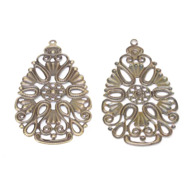 Μεταλλικό Διακοσμητικό Etched Drop 68x39x1mm - Antique Bronze - 20τεμ