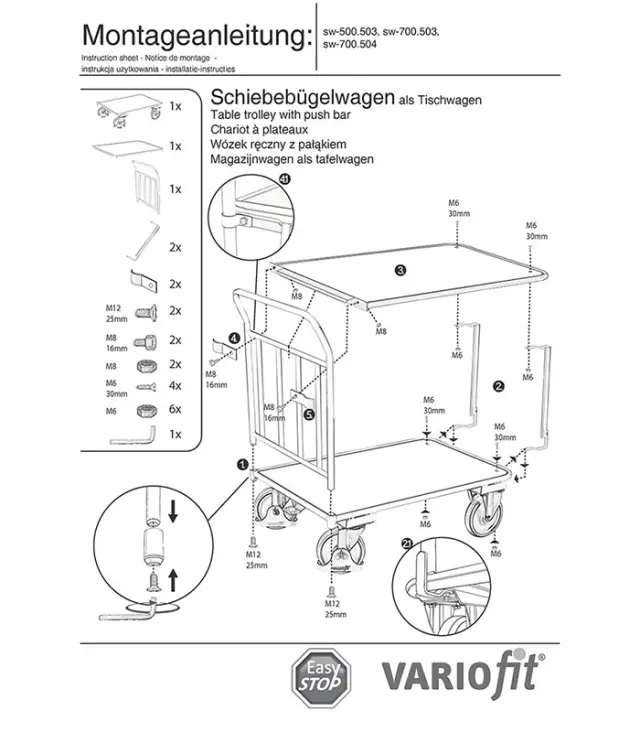 Variofit sw-700.504 Τρόλεϊ Μεταφοράς 2 Επιπέδων για Φορτίο Βάρους ως 400kg 2