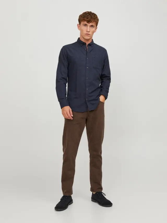 JJECLASSIC MELANGE SHIRT LS NOOS Navy Blazer 2